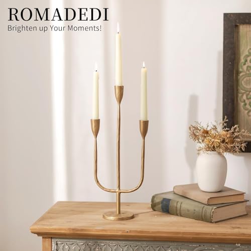 Romadedi Brass Candelabra Candlestick Holders, Gold - Image 5