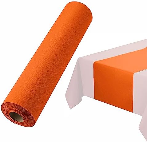 Disposable Table Runner for Dining Table, 16" 20-Pack Linen-Like Orange Paper Table Runners for Party, Wedding Or Event by BloominGoods
