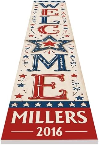 48x8" Custom 4th of July Welcome Porch Sign, Personalized Patriotic Porch Decor for Independence Day, Standing Welcome Sign for Front Door, PVC, Design 5 - Image 4