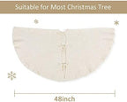 NIBESSER Knit Tree Skirt Ruffled Christmas Tree Skirt White 48 Inches Knitted Thick Rustic Xmas Holiday Decoration Large Xmas Tree Collar Mat Ivory White - Image 4