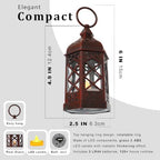 12Pcs Mini Moroccan Lanterns (Brushed Red) with LED Candle - Hanging Vintage Small Lanterns for Ramadan, Wedding, Easter, Christmas, Churches - Table Centerpieces & Medieval/Themed Decor - Image 2