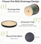 8.3 Inch Ceramic Planters with Drainage Hole and Saucer,Indoor Outdoor Large Flower Pots, Garden Pot for Plant Lovers (Drip Blue) - Image 4