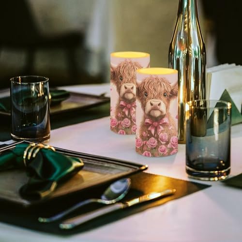 Valentines Day Decor Flameless Candles Battery Candles with Remote Control Pink LED Pillar Candles Electric Fake Plastic Candles for Home Room Bedroom Holiday Decorations Set of 2 - Image 5