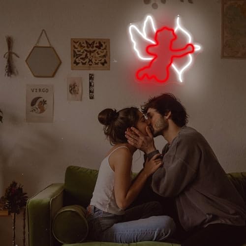 Cupid's Arrow Neon Sign 13.78″×12.99″ – Red & White LED Wall Light Dimmable - Image 4
