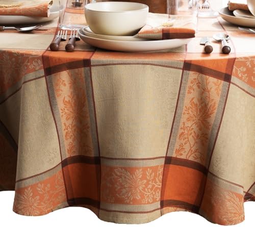 Threadmade Autumnal Harvest Jacquard Tablecloth, Multicolor - 70" W x 70" L Round by ElreneHomeFashions
