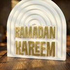 Ramadan Kareem Islamic Table Decor – Gold Edition Arabic Calligraphy for Home or Office – Unique Islamic Art Piece, Perfect for Eid, Ramadan, or Daily Inspiration – White Stone Powder Statue - Image 3