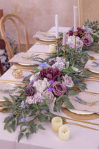 TINGE TIME Flower Garlands, 2 PCS Artificial Eucalyptus Garlands, Handcraft Artificial Rose Garland for Arch Wedding Sweetheart Table Ceremony Backdrop Decorations for Home (Lavender) - Image 4
