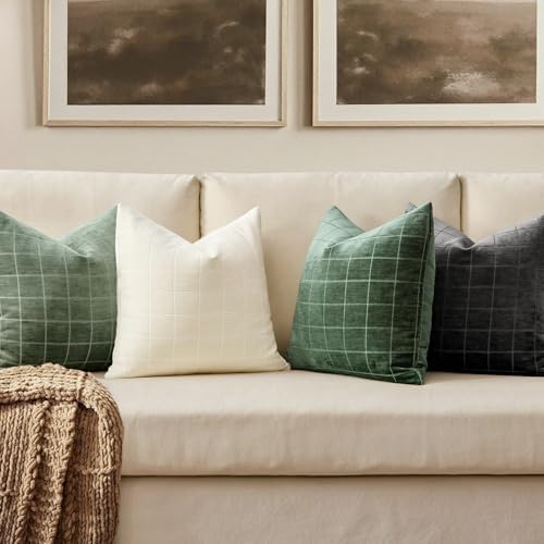 MIULEE Sage Plaid Decorative Throw Pillow Covers 20x20 Set of 2 - Image 3