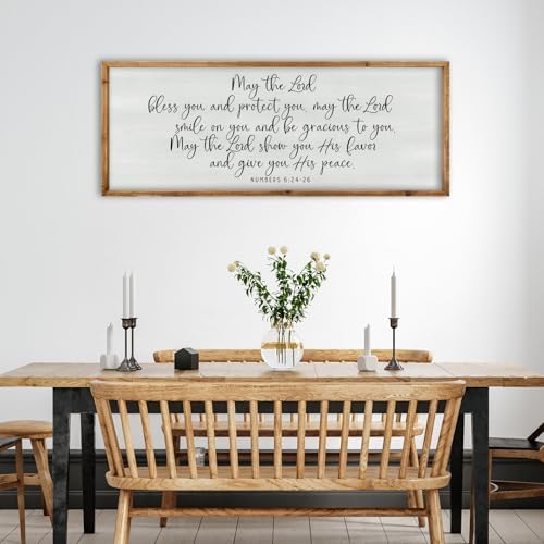 ZZJJHYWGQ Christian Wall Decor Numbers 6:24-26, Wood, 40"×15" - Image 4