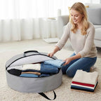 36 Inch Round Storage Bag 1 Pack,Vintage Grey Leather Texture Waterproof Wreath Storage Container with Handles&Zipper Classical Solid Color Pattern Closet Organizer Bags Garland Box - Image 3