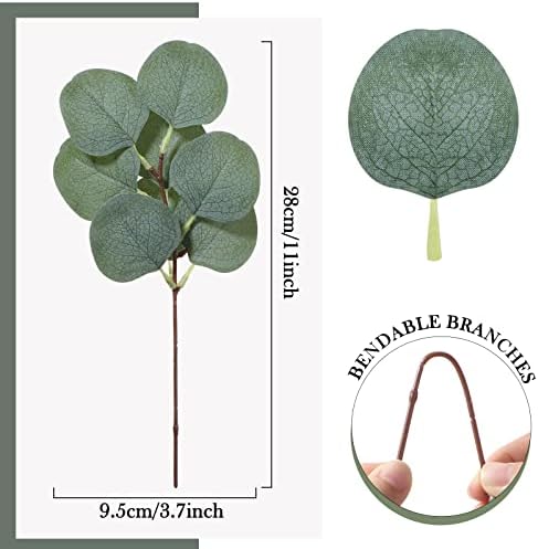 Taiyin 70 Pieces Artificial Eucalyptus Leaves Set Greenery Eucalyptus Stem - Image 2