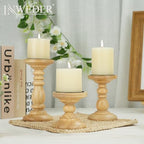 Wood Pillar Candle Holder: Rustic Light Brown Candle Stand - Image 4