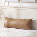 Fancy Homi Light Brown Boho Long Lumbar Faux Leather Body Decorative Throw Pillow Cover 14x36 Inch for Bedroom Couch Bed Sofa, Thick Stylish Solid Square PillowCase, Rustic Modern Farmhouse Room Decor by Fancy+Homi