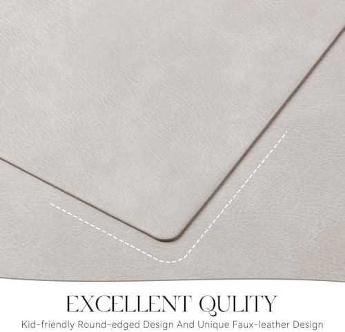 MOSAYT Vinyl Faux Leather Placemats, Set of 6, Light Grey - Image 5