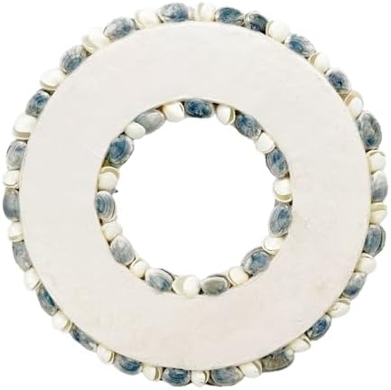 Natural Seashell Wreath w/Shells, Starfish, Pearls, Sea Snails - Spring & Summer Coastal Decor Beach House Indoor Door Wreath, 23in Dark Blue - Image 3