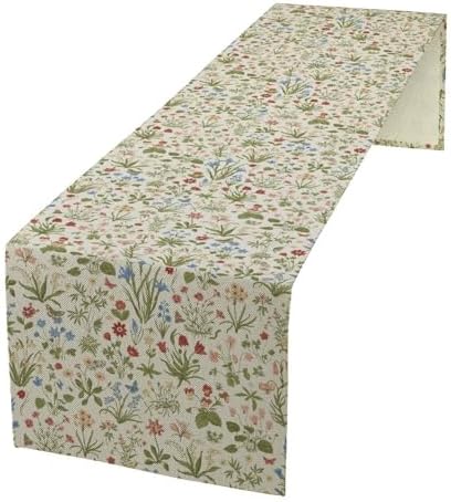 Small Flowers Table Runner, Red Blue Rectangle Kitchen Dining Table Decoration for for Kitchen, Dining Room, Wedding, Holiday, Party, Banquet Decor 13x120in by Unknown