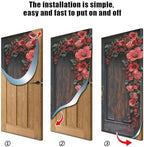 Burbuja Valentine Flowers Wood Door Cover, Stretch Fabric Backdrop Door Porch Covers for Home Party Holidays Decoration, 35x79 In - Image 2