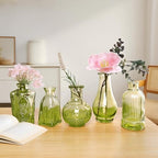 Green Small Bud Vases in Bulk 12, Vintage Embossed Flower Vases for Centerpieces, Boho Glass Vase for Flowers, Decorative Mini Vase for Wedding Decoration Party Baby Shower Home Dining Table - Image 5