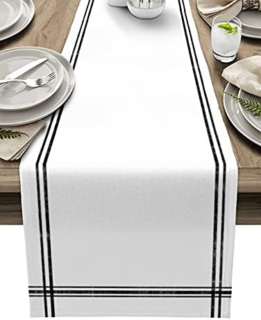 Smile Sunflower White Table Runner, Burlap Table Runners 120 inches Long,Farmhouse Style Solid Color Table Runner for Wedding Holiday Party Dinner,Dresser Scarf Decor by Smile+Sunflower