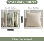 ANRODUO Boho Decorative Pillow Covers Plush Olive Green 18x18 Pack of 2 - Image 6