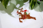 Embroidered Christmas Brown Reindeer and GIFS Cotton Napkins Set of 6,18"x18" Hemstitch Table Napkins Machine Washable for Daily & Christmas, Holidays, Events - Image 3