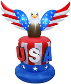 Juegoal Patriotic Independence Day Inflatable, 8FT Height USA Bald Eagle on Uncle Sam Hat, Blow Up 4th of July Large Outdoor American Celebration Decor with Light for Veterans Day Lawn Yard Garden - Image 6