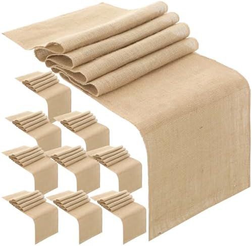 10 Pack Burlap Table Runners Rustic Jute Table Runner Placemats Bulk for Rustic Wedding Decor Farmhouse Party Kitchen Cover Fall Decorations 12 x 71 Inch Khaki by Unknown