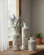 Brown Ceramic Vase Set of 3, Vintage Brown Floral Vases for Home Decor - Image 4