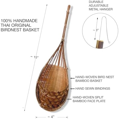 Handmade 100% Thai Bamboo Hanging Orchid Basket – 4 Inch Set of 6 - Image 5