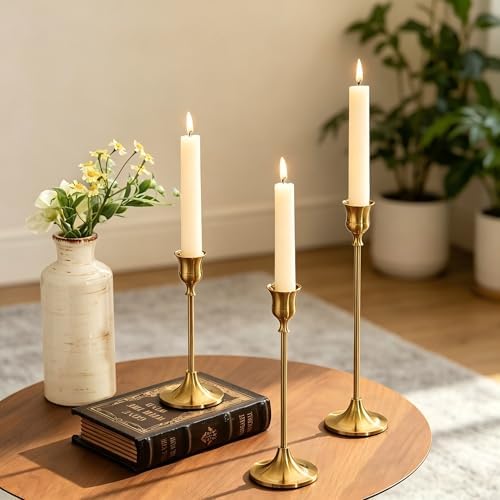 24 Pcs Gold Candlestick Holders, Vintage Metal Candle Holders Taper Candle Stands, Tall Golden Brass Tapered Candle Holder for Wedding Tables Centerpieces Decor - Image 5