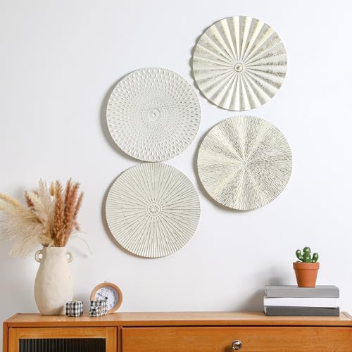 Hicarer 4 Pcs 12 Inch White Gold Metal Wall Art Decor Sunburst Decor - Image 6