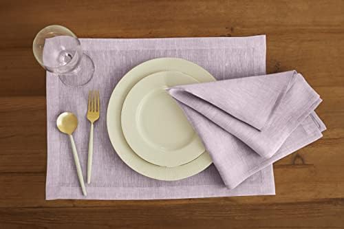 Solino Home 100% Pure Linen Placemats Lavender, Athena 14 x 19 in, Set of 4 - Image 2