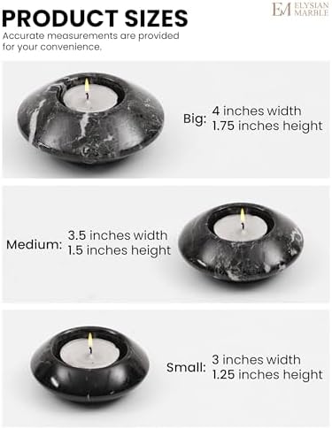 Tea Light Candle Holders Set of 3 – Handcrafted Natural Marble Tealight & Votive Holders in Graduated Sizes (4", 3.5", 3"), Decorative Stone Candle Holders for Home Décor & Table Centerpieces - Image 6