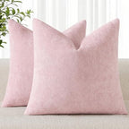 decorUhome Soft Chenille Blush Pink Throw Pillow Covers 24X24 Set of 2 by decorUhome