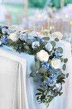 Lvydec 2 Pack Artificial Peony Flower Garland - 6ft Silk Peony Vine Willow Leaves and Eucalyptus Garland White Arch Flower Vine for Wedding Party Table Decoration (Blue) - Image 6