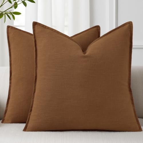 decorUhome Fall Brick Linen Throw Pillow Covers 18x18 Set of 2 by decorUhome