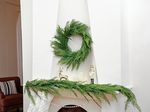 24’’ Real Touch Christmas Wreath, Artificial Cedar Wreath for Front Door - Image 3