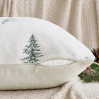 MIULEE Christmas Decorative Faux Fur Pillow Covers 16x16 Inch White Green - Image 6