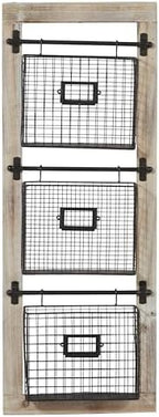 Deco 79 Farmhouse Metal Wall Mounted Rack for Magazines, Books, Newspapers, Bathroom/Offie/Living Rom Storage, 14" x 4" x 36", Black by Unknown