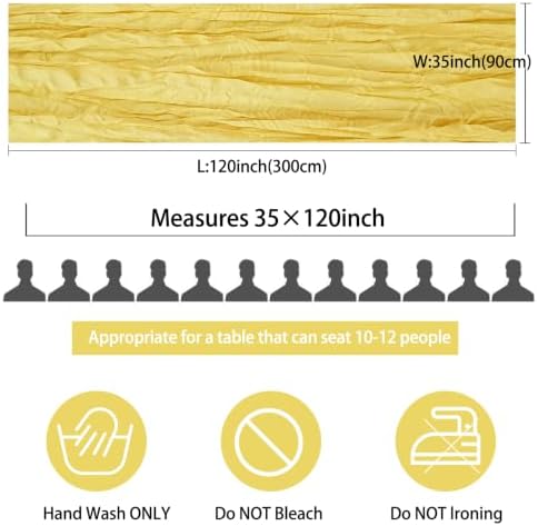 35x120 Inch Light Yellow Cheesecloth Table Runner Wedding Party Decor - Image 2