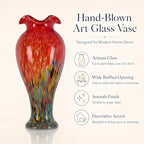 20in Tall Hand Blown Glass Vase Unique Ruffle Wide Mouth Vases, Elegant Modern Glass Flower Decorations Vase, Beautiful Colorful Vases for Home Living Room Bookshelves Wedding High End Centerpieces - Image 7