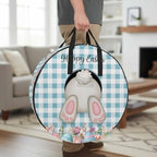 24 Inch Round Storage Bag 2 Pack,Easter Day Bunny Tail Blue Check Waterproof Wreath Storage Container with Handles&Zipper Spring Cute Rabbit White Grid Closet Organizer Bags Garland Box - Image 3