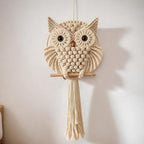Bohemian Owl Macramé Wall Hanging Pack Of 2-12 x 23 Inch - Handcrafted Boho Home Décor with Natural Elements - Boho Chic Accent for Home, Office, or Living Room (Light Yellow) - Image 5