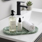 YKAJO Cloud Jade Oval Marble Tray, 11.8x5.9 Vanity Perfume Organizer Dish - Image 2