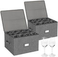 Stemware Storage Containers 2 pack, Wine Glass Storage Box with Dividers by popoly