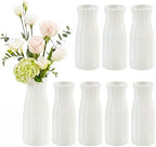 Qinyoung 8 Set White Ceramic Vases for Flowers, 8'' Small Vase, Trendy by Qinyoung