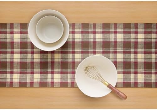 Solino Home 100% Linen Table Runner Multicolor, Rustic Plaid 14 x 72 in - Image 3
