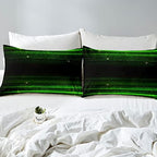 Ombre Stripes Bedding Set King Black Green Outer Space Comforter Modern Gradient Geometric Down Comforter for Kids Boys Girls Teens Adult Soft Quilt Warm Lightweight with 2 Pillowcases Bedroom Decor - Image 5