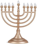 Traditional LED Electric Hanukkah Menorah - Battery or USB Powered, Includes Micro USB Cable (Matte Gold, 6) by Aviv+Judaica
