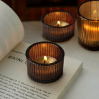 20pcs Assorted Votive Candle Holders for Tea Light Candles, Amber Glass Tea Light Candle Holders Set, Decorative Ribbed Tealight Holder for Wedding Table Decor, Dining Room, Valentine's Day, Birthday - Image 7